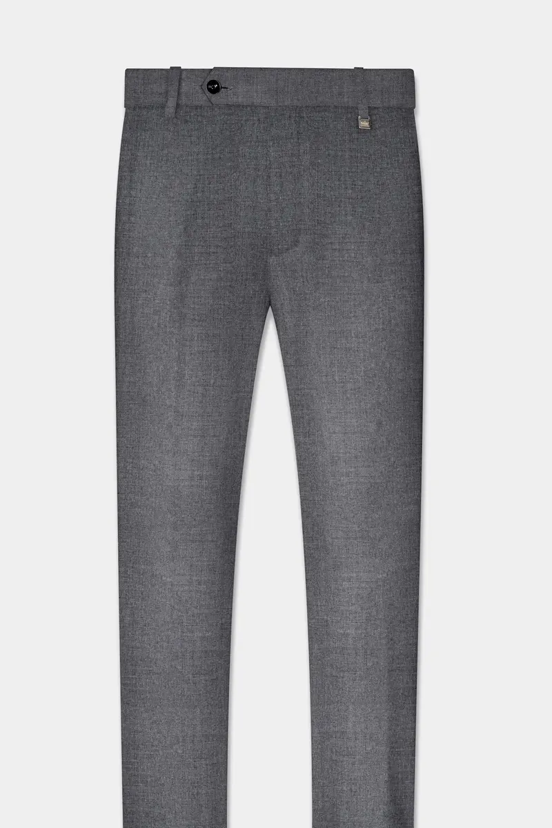 Vampire Gray Textured Wool Rich Double Breasted Suit 12