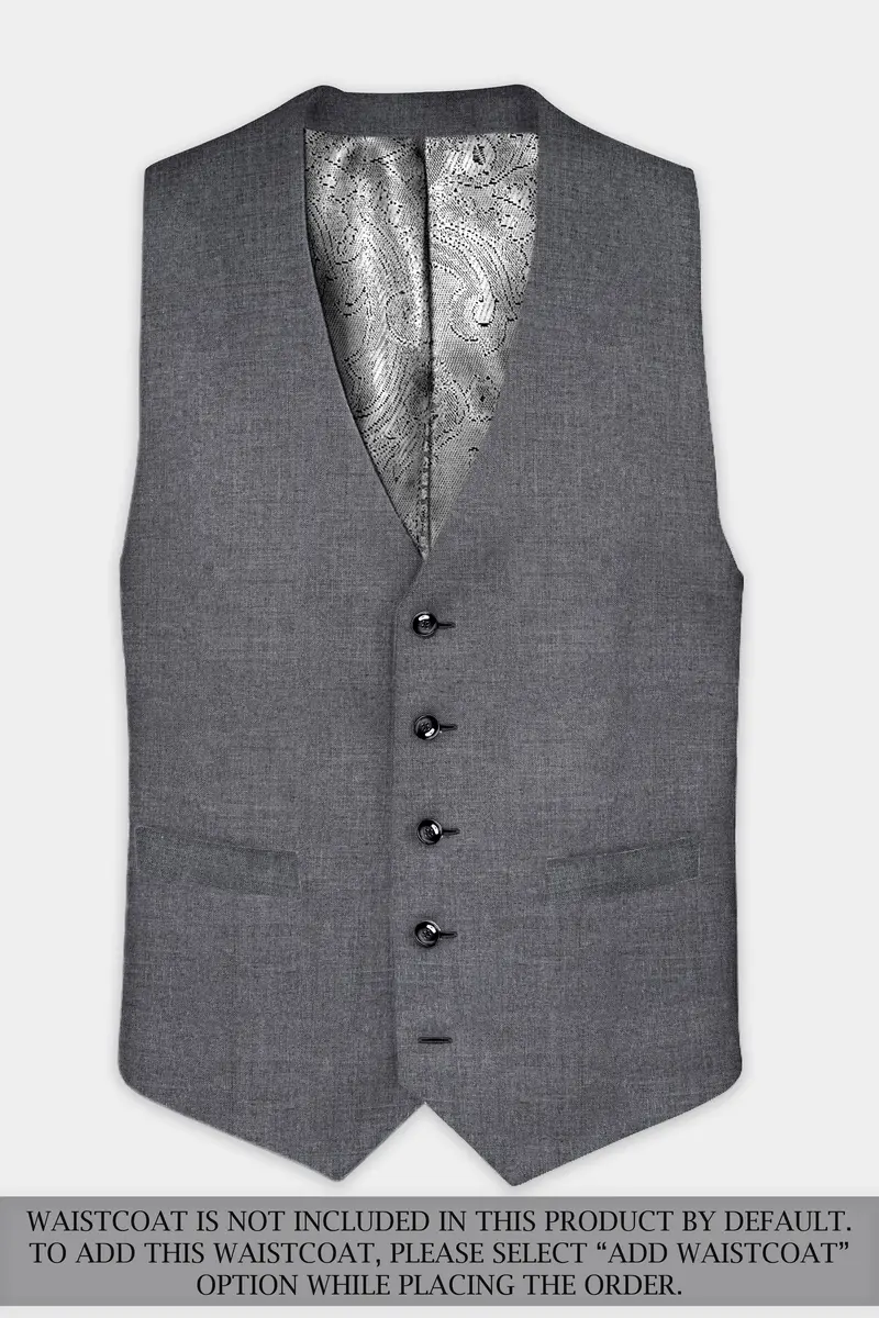 Vampire Gray Textured Wool Rich Double Breasted Suit 14