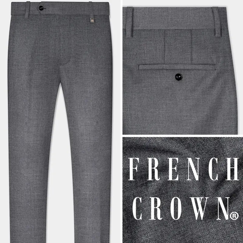 Vampire Gray Textured Wool Rich Pant 1