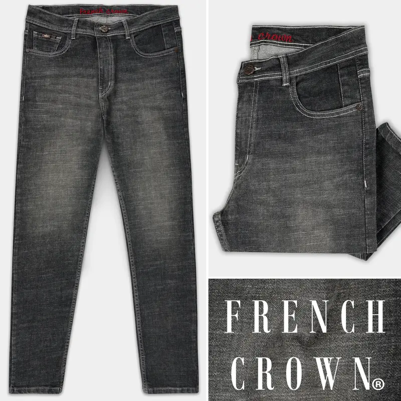 Vampire Gray Whiskering Wash Stretchable Denim 1