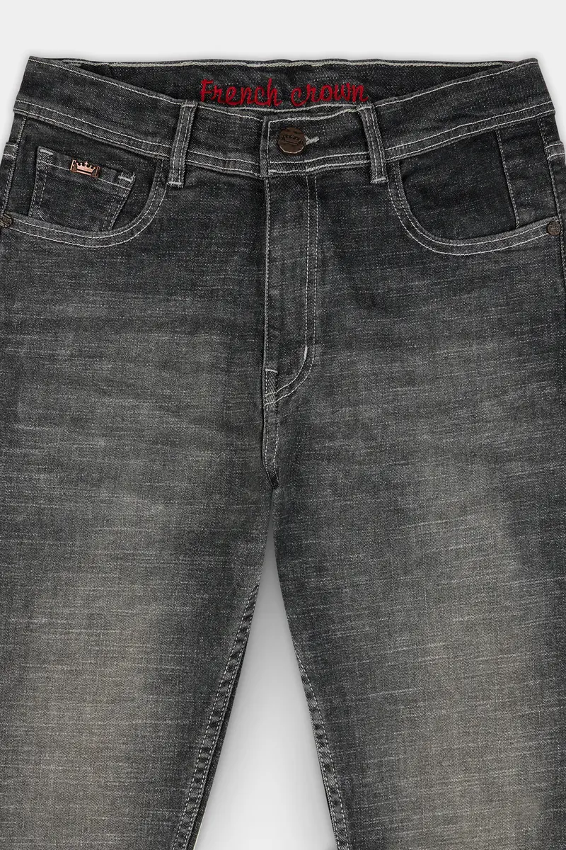 Vampire Gray Whiskering Wash Stretchable Denim 4