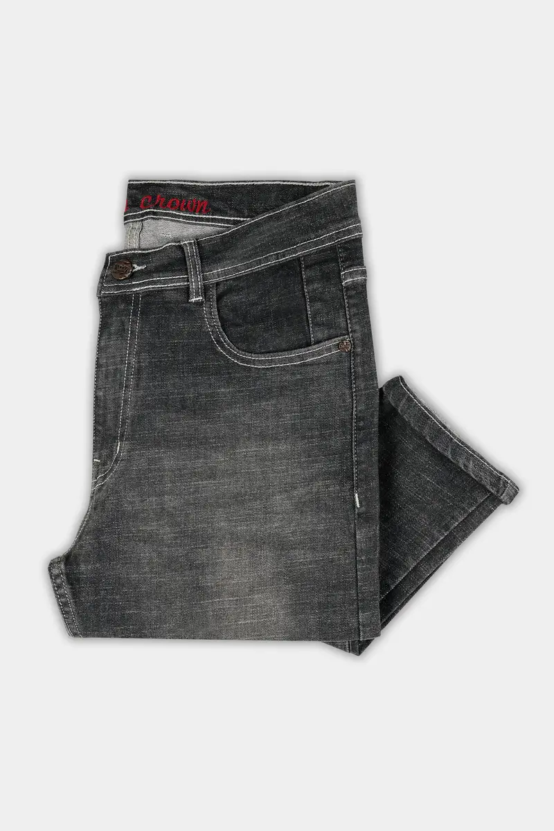 Vampire Gray Whiskering Wash Stretchable Denim 5