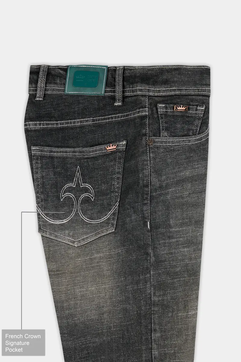 Vampire Gray Whiskering Wash Stretchable Denim 7