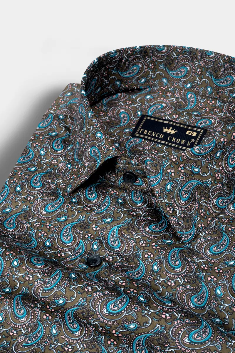 Vampire Gray With Eastern Blue Printed Super Soft Premium Cotton Shirt 1