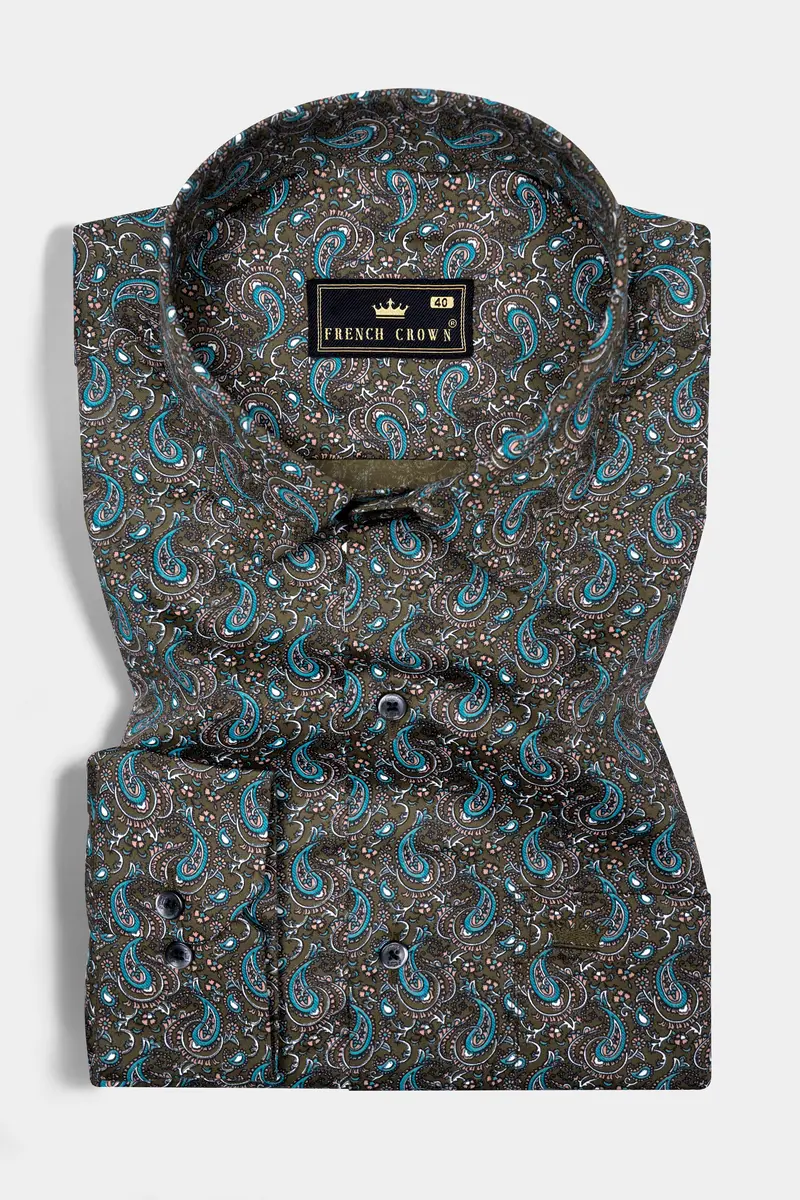 Vampire Gray With Eastern Blue Printed Super Soft Premium Cotton Shirt 3