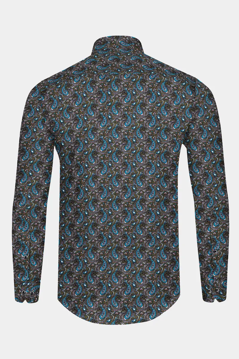 Vampire Gray With Eastern Blue Printed Super Soft Premium Cotton Shirt 5