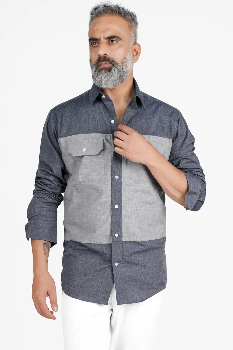 Vampire With Star Dust Gray Royal Oxford Designer Shirt 7