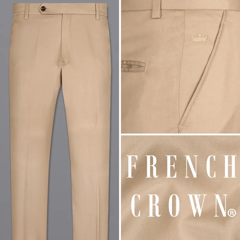 Vanilla Brown Wool Rich Pant 1