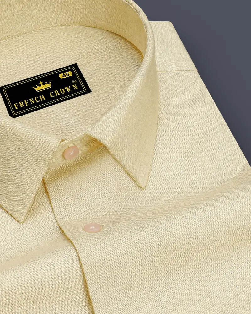 Vanille-Zorba Cream Luxurious Linen Dress Shirt 1