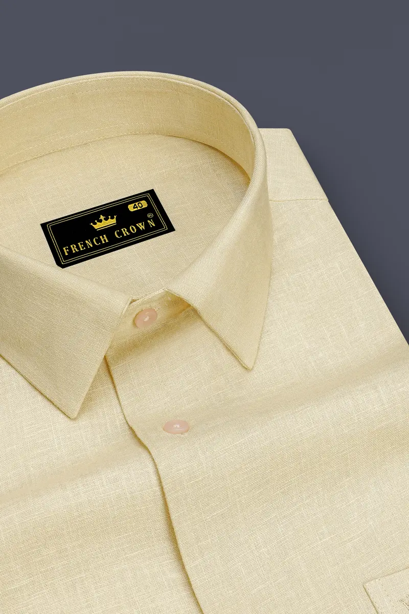 Vanille-Zorba Cream Luxurious Linen Dress Shirt 2