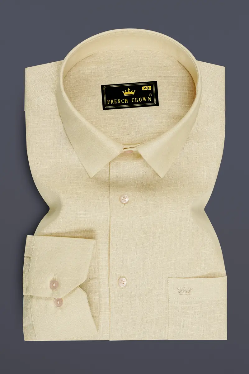 Vanille-Zorba Cream Luxurious Linen Dress Shirt 4
