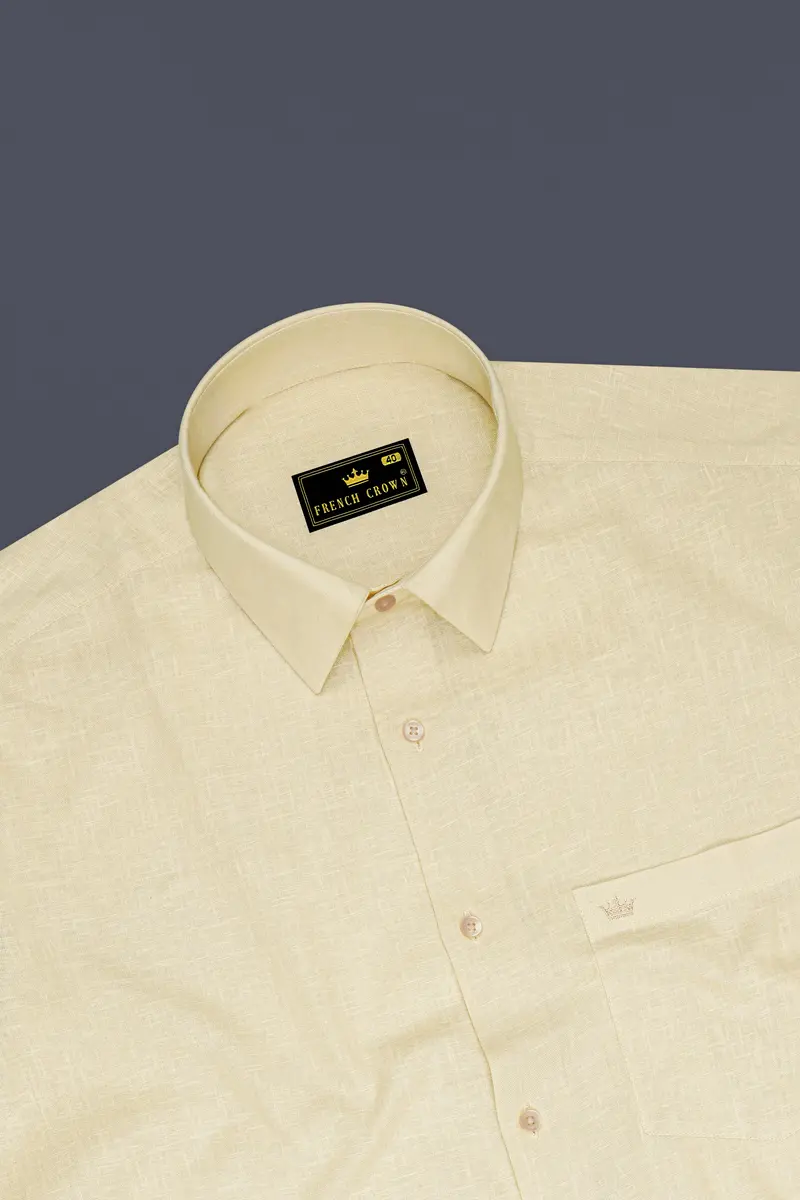 Vanille-Zorba Cream Luxurious Linen Dress Shirt 5