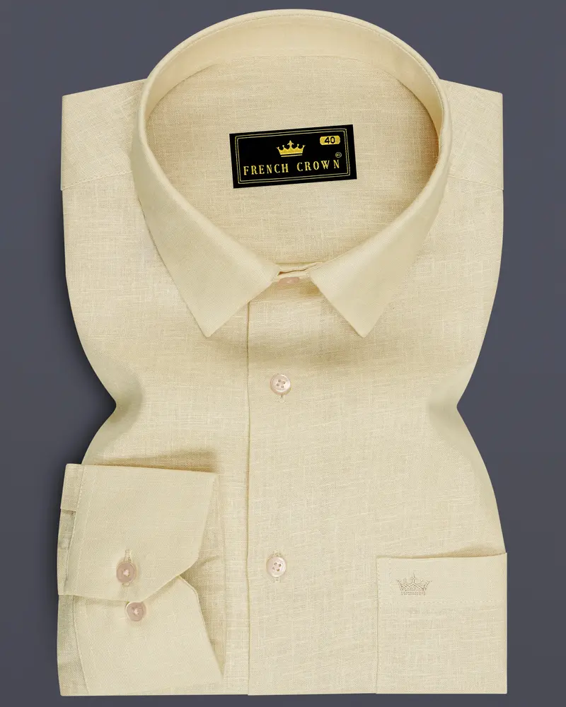 Vanille-Zorba Cream Luxurious Linen Dress Shirt 6