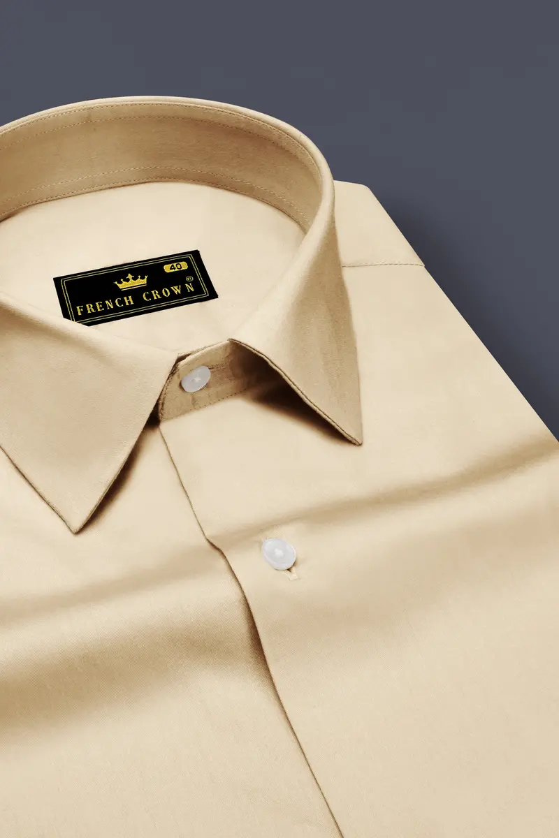 Vanoro-Almond Cream Subtle Sheen Super Soft Premium Cotton Dress Shirt 2