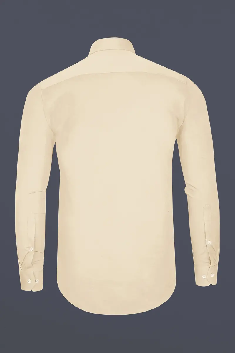 Vanoro-Almond Cream Subtle Sheen Super Soft Premium Cotton Tuxedo Shirt 7