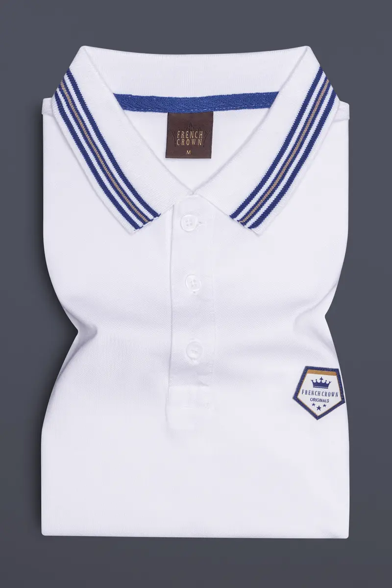 Velairn-Bright White Premium Cotton Pique Polo 2