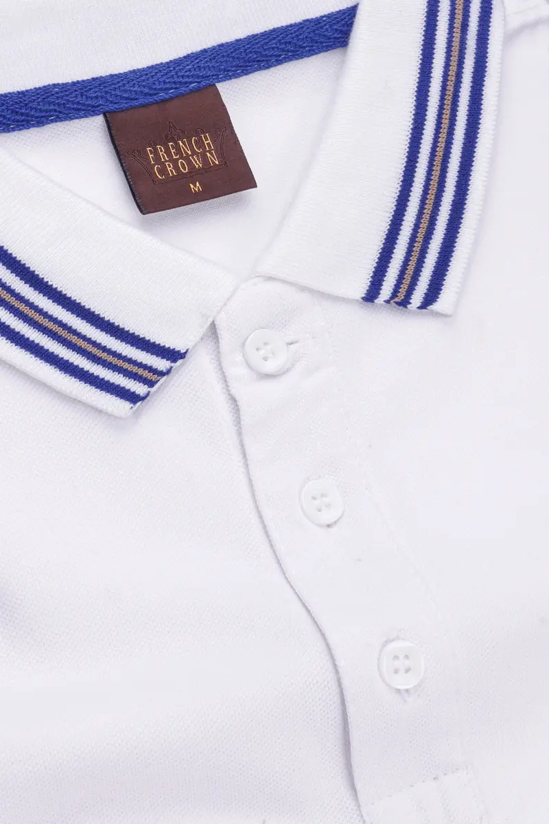Velairn-Bright White Premium Cotton Pique Polo 4