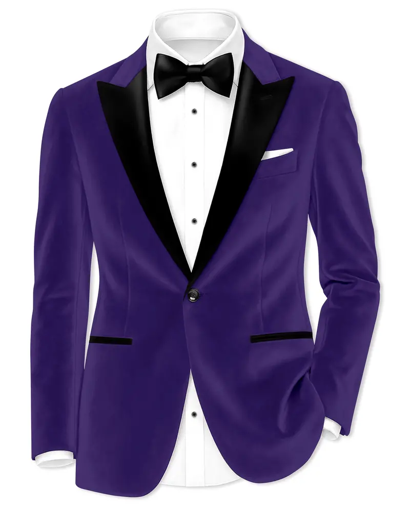 Velaris-Jacarta Purple Velvet Peak Lapel Tuxedo Blazer 1