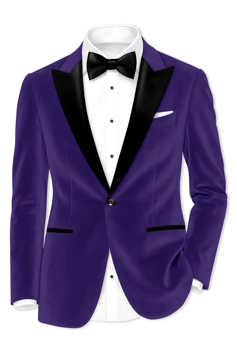 Velaris-Jacarta Purple Velvet Peak Lapel Tuxedo Blazer 2