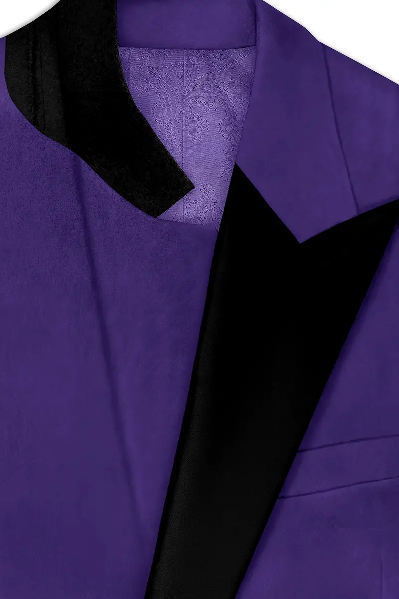 Velaris-Jacarta Purple Velvet Peak Lapel Tuxedo Blazer 4