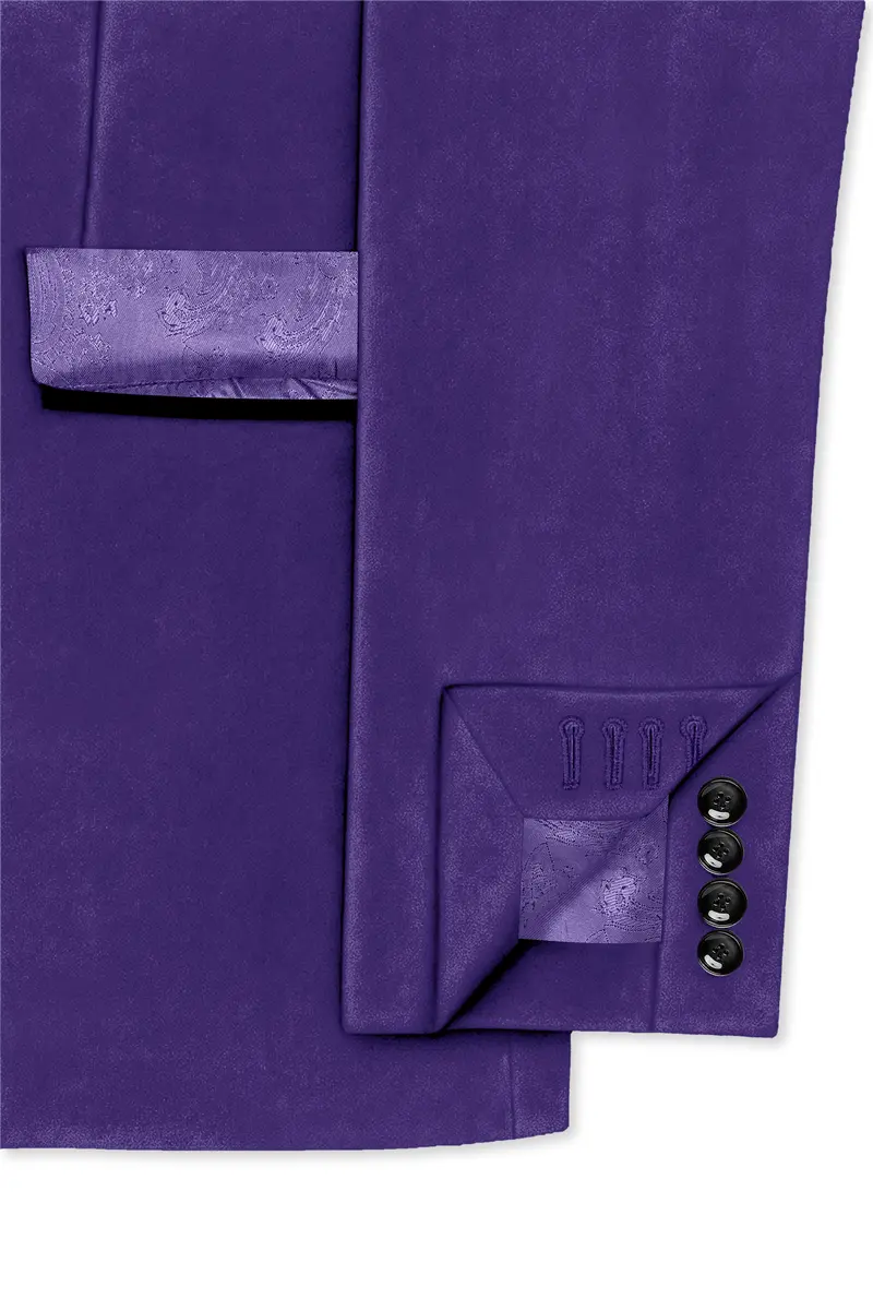 Velaris-Jacarta Purple Velvet Peak Lapel Tuxedo Blazer 6