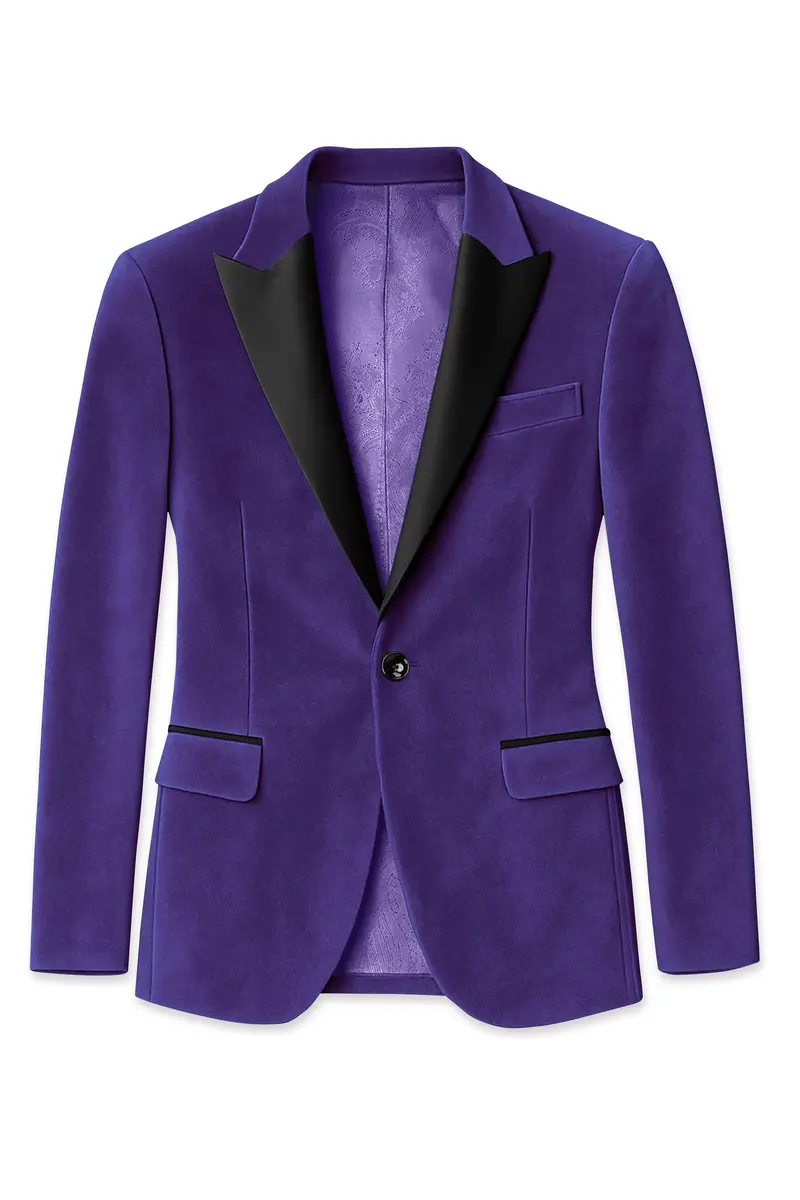 Velaris-Jacarta Purple Velvet Peak Lapel Tuxedo Blazer 7