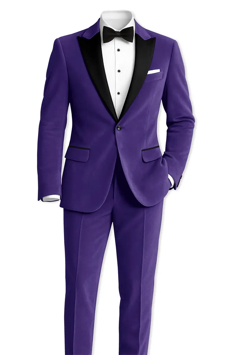 Velaris-Jacarta Purple Velvet Peak Lapel Tuxedo Blazer 9