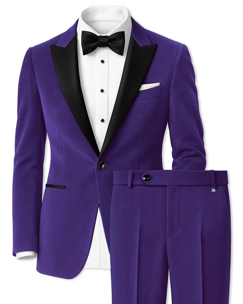 Velaris-Jacarta Purple Velvet Peak Lapel Tuxedo Suit 1