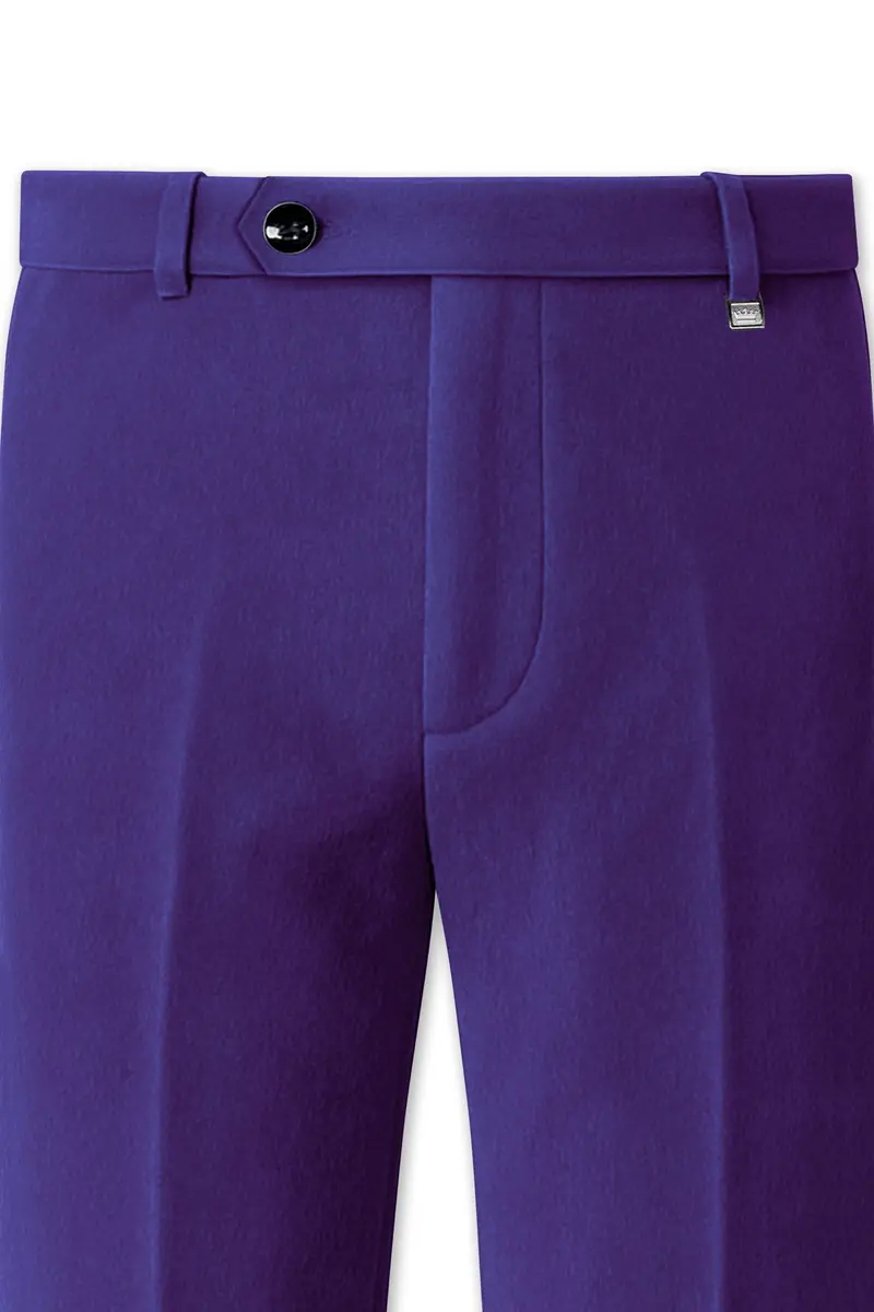 Velaris-Jacarta Purple Velvet Stretchable Waistband Pant 4