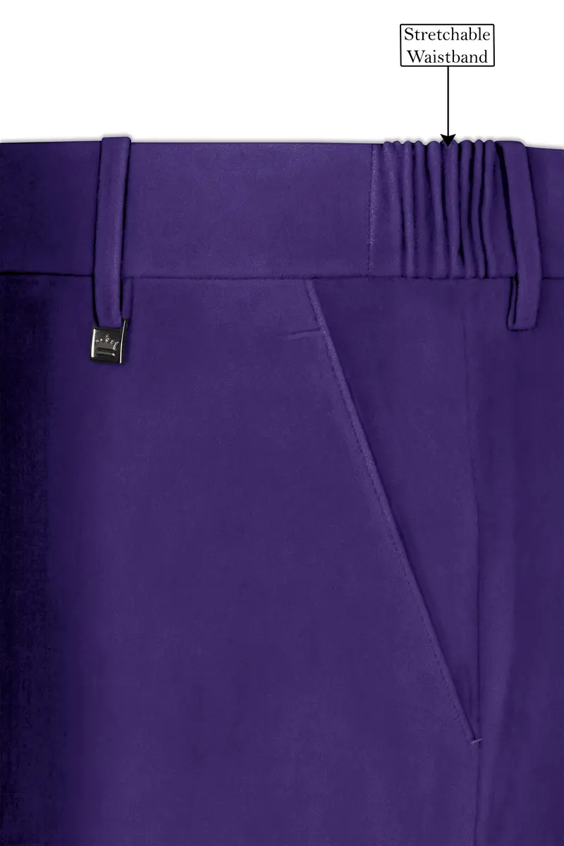 Velaris-Jacarta Purple Velvet Stretchable Waistband Pant 6