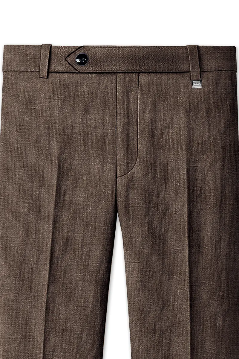 Velbrun-Kabul Brown Luxurious Linen Stretchable Waistband Pant 4