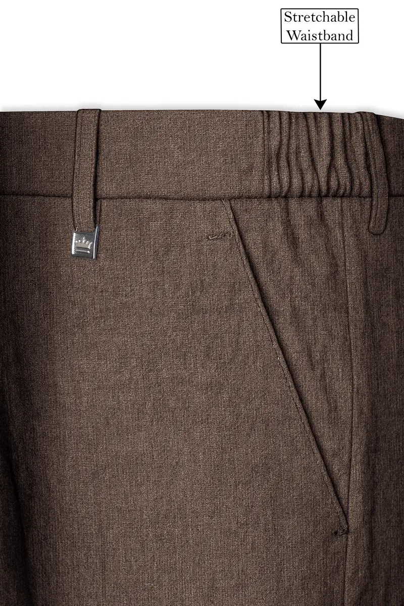 Velbrun-Kabul Brown Luxurious Linen Stretchable Waistband Pant 6