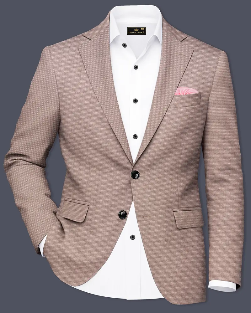 Velbrun-Zorba Brown Textured Wool Rich Single Breasted Blazer 1
