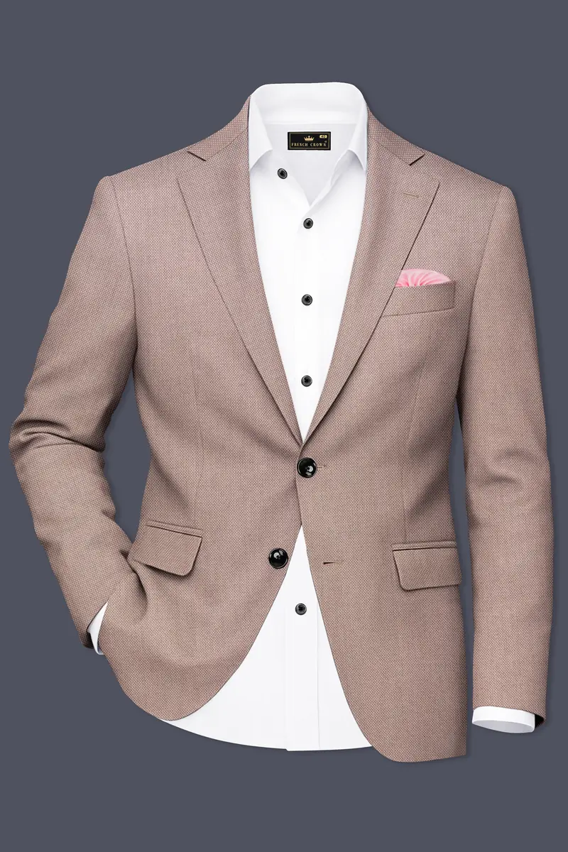 Velbrun-Zorba Brown Textured Wool Rich Single Breasted Blazer 2