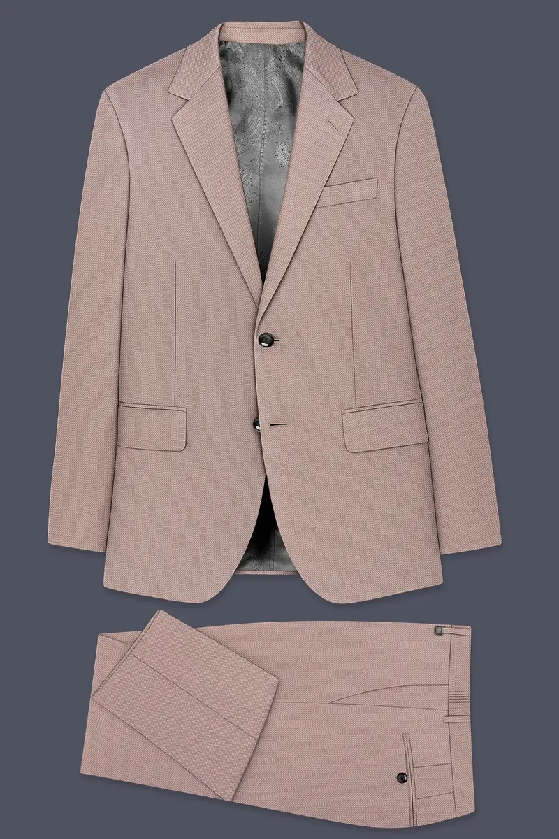 Velbrun-Zorba Brown Textured Wool Rich Single Breasted Suit 11