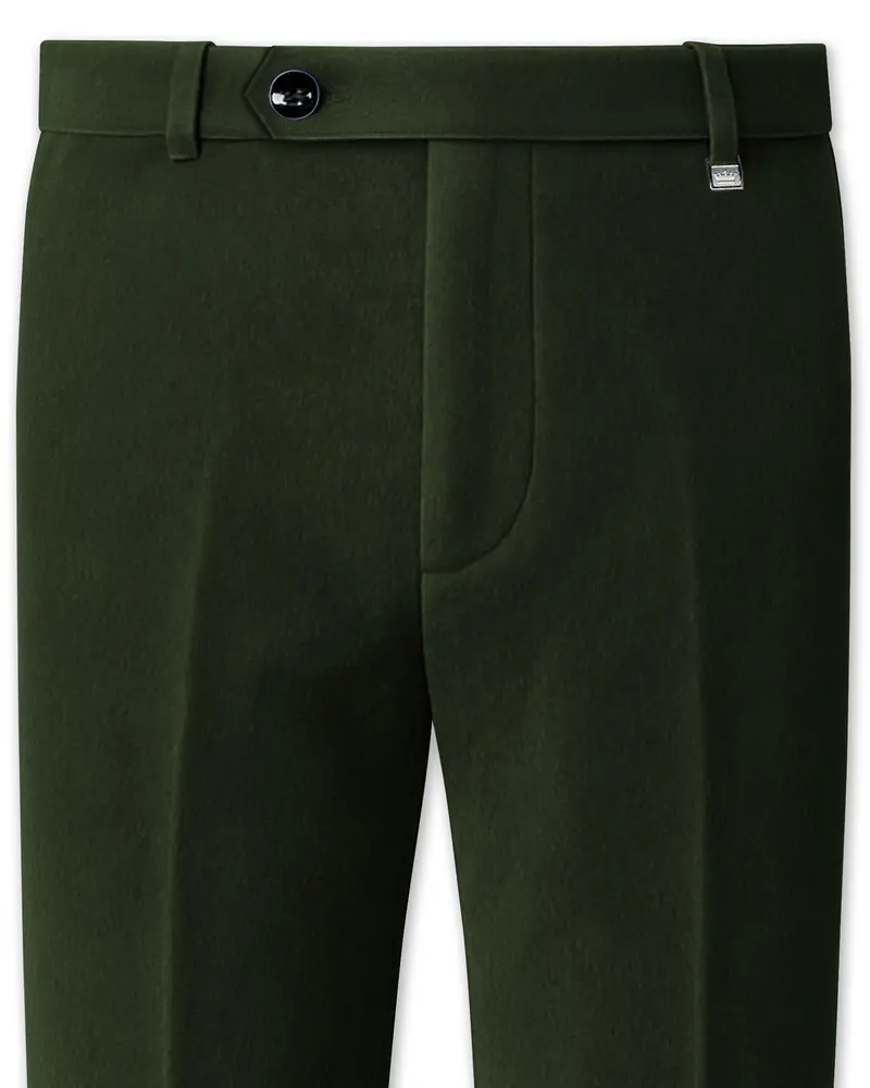 Velcadia-Acadia Green Velvet Stretchable Waistband Pant 1