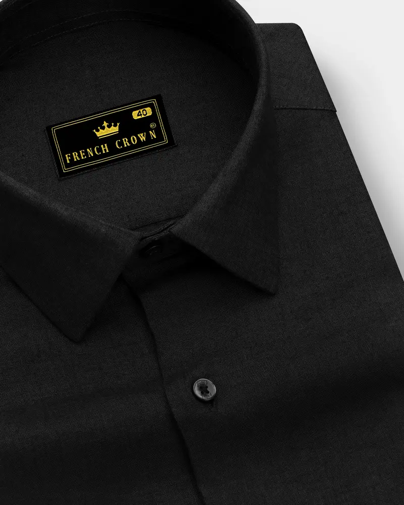 Velcino-Charcoal Gray Luxurious Linen Dress Shirt 1
