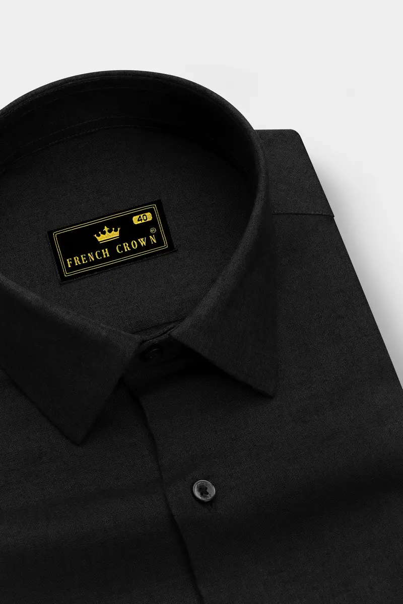 Velcino-Charcoal Gray Luxurious Linen Dress Shirt 2