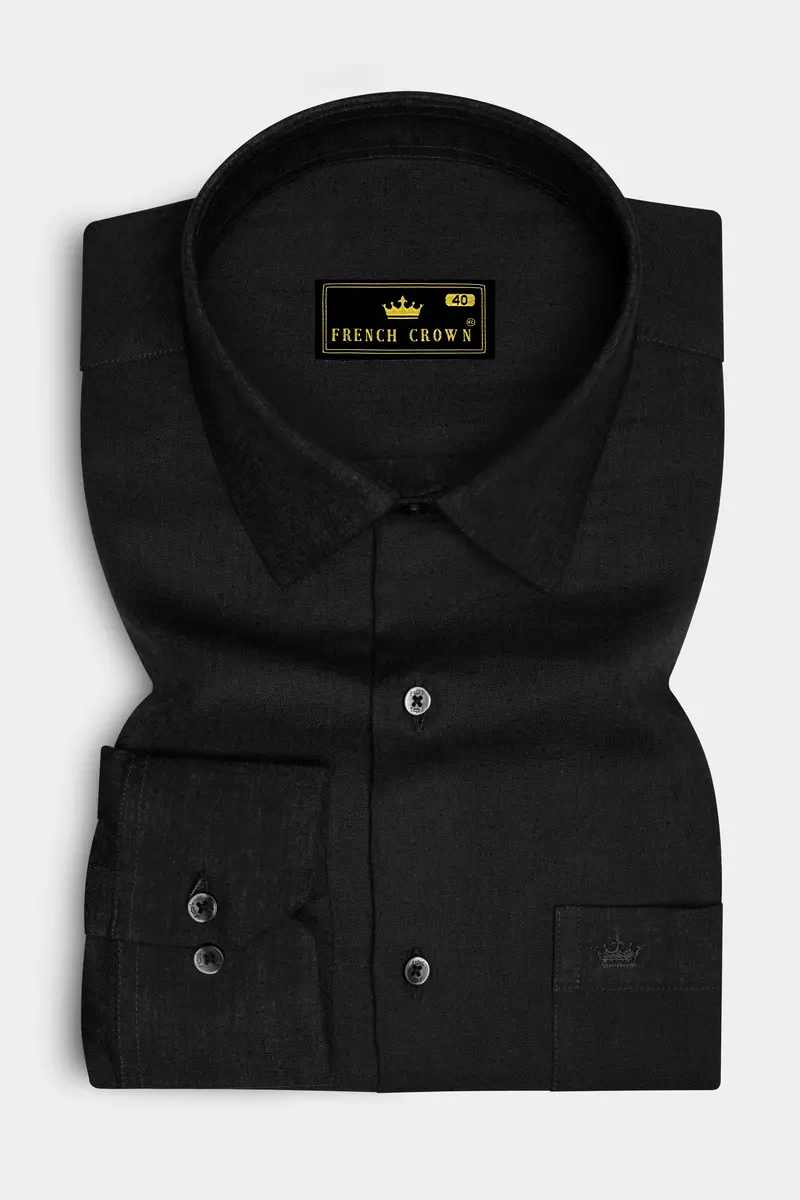 Velcino-Charcoal Gray Luxurious Linen Dress Shirt 4