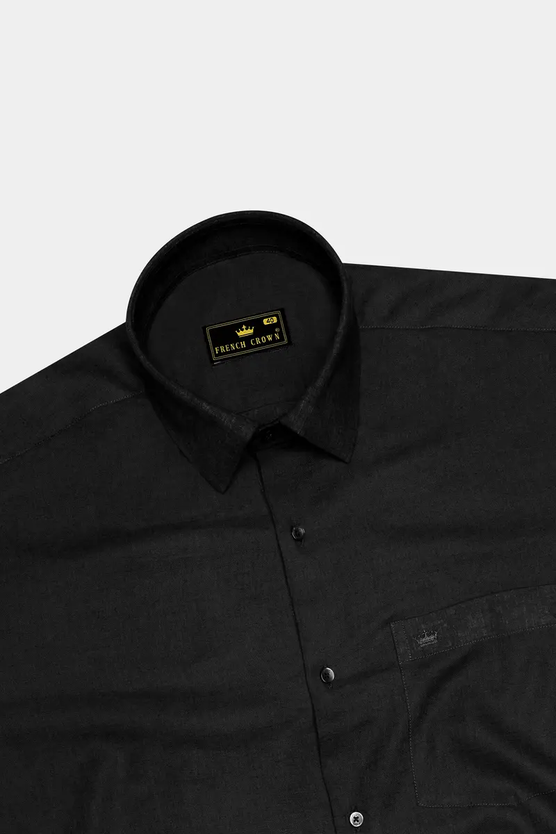 Velcino-Charcoal Gray Luxurious Linen Dress Shirt 5