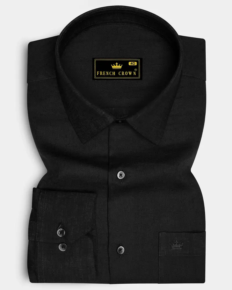 Velcino-Charcoal Gray Luxurious Linen Dress Shirt 6