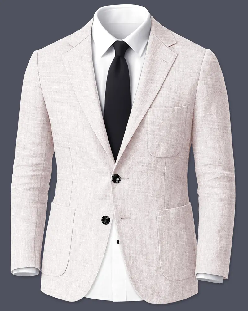 Velcrea-Vista Cream Luxurious Linen Single Breasted Sports Blazer 1