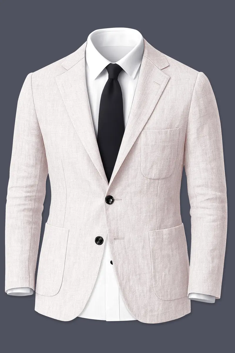 Velcrea-Vista Cream Luxurious Linen Single Breasted Sports Suit 10