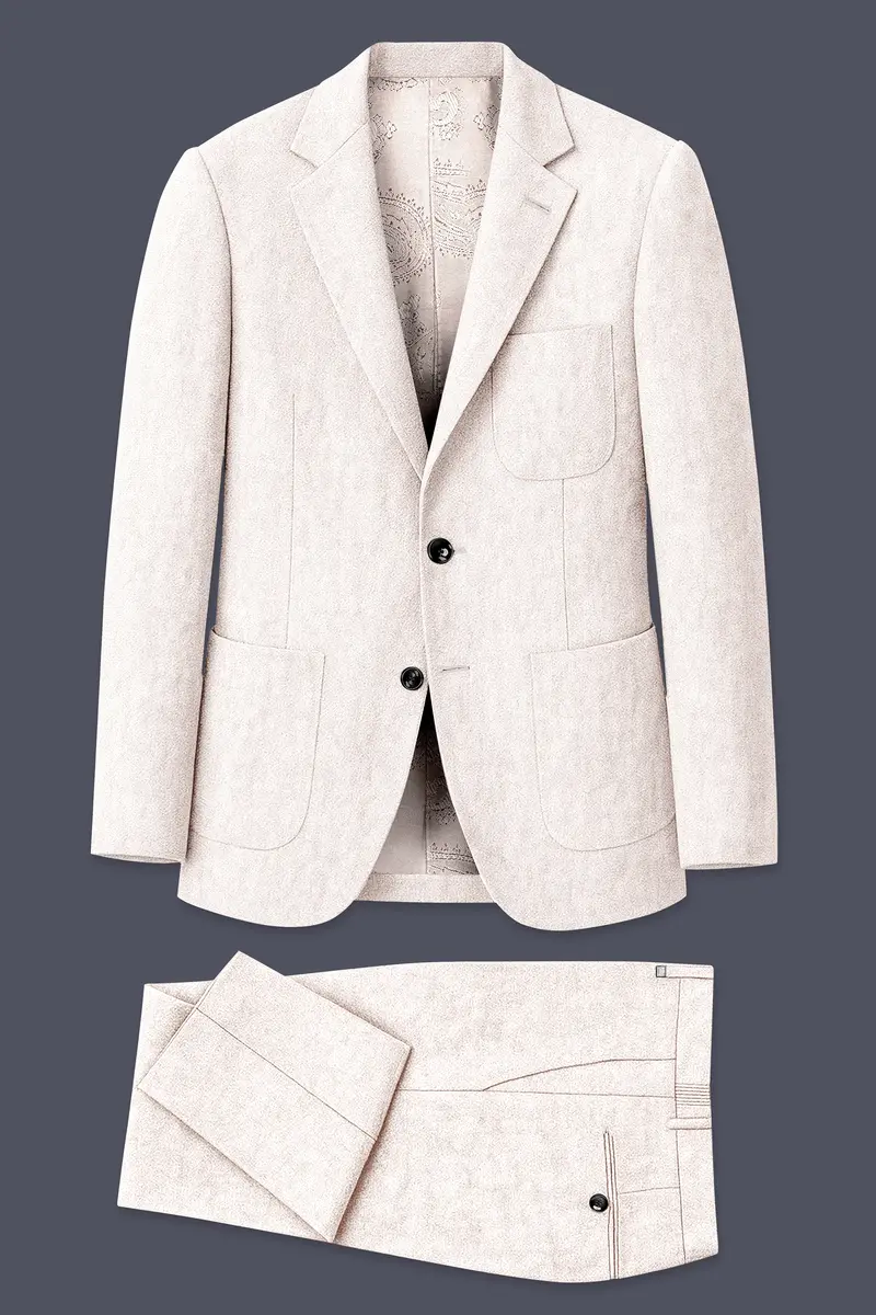 Velcrea-Vista Cream Luxurious Linen Single Breasted Sports Suit 11