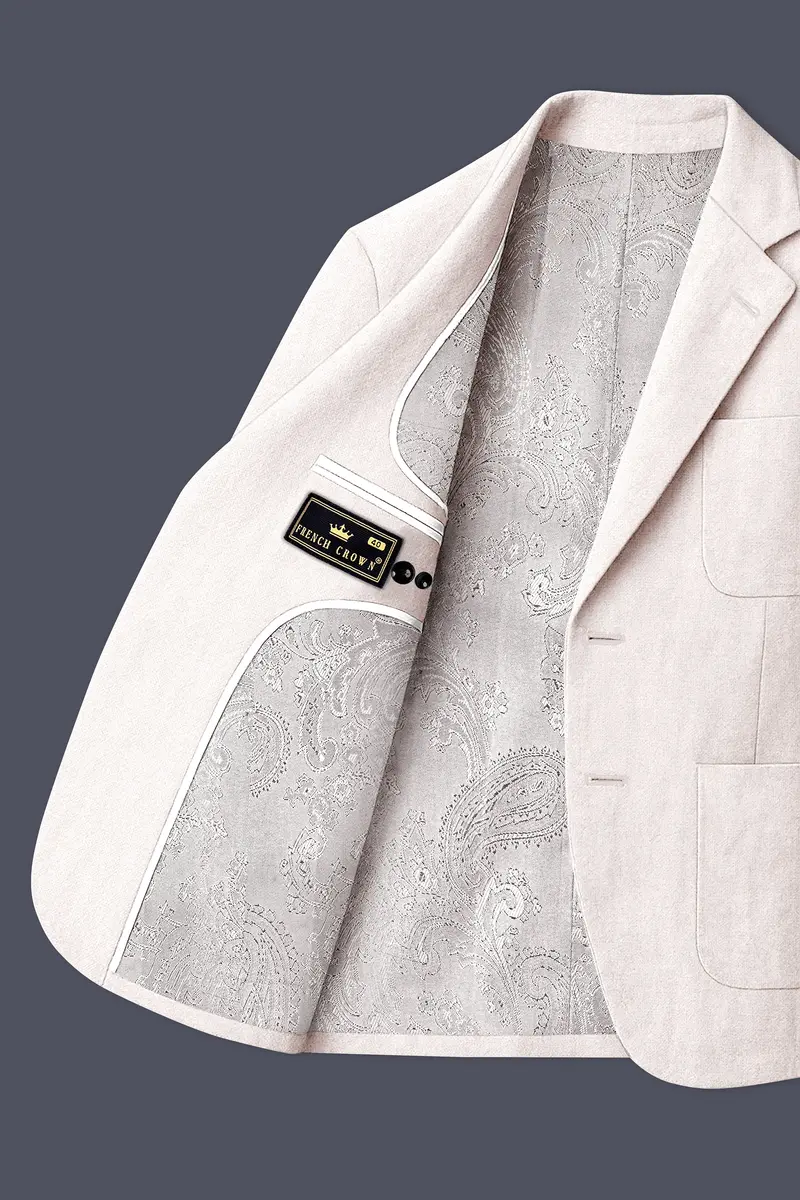 Velcrea-Vista Cream Luxurious Linen Single Breasted Sports Suit 6