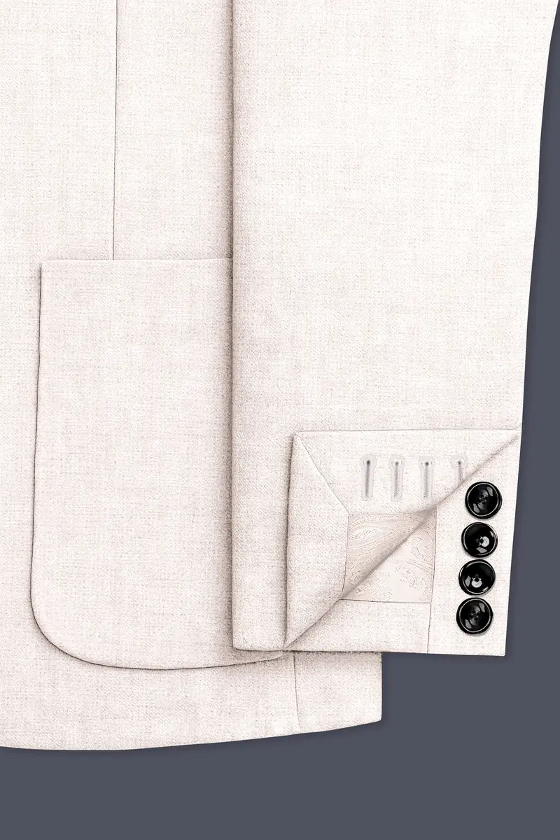 Velcrea-Vista Cream Luxurious Linen Single Breasted Sports Suit 7