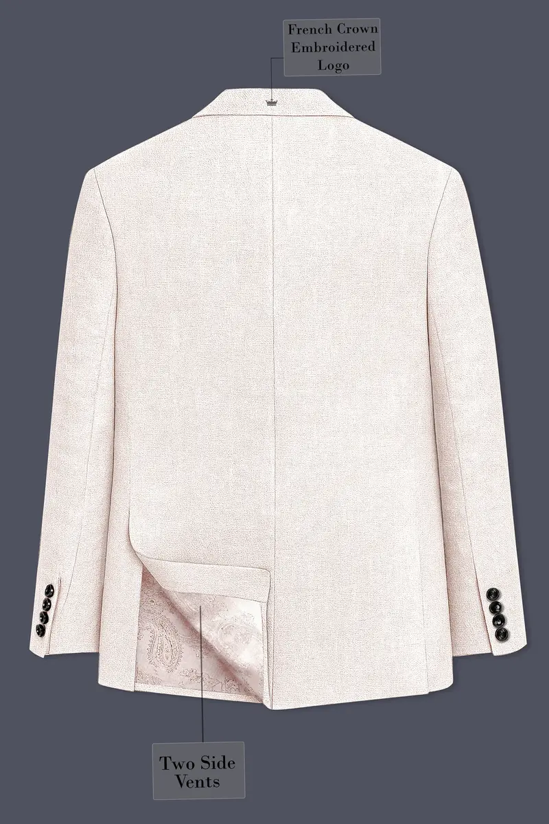 Velcrea-Vista Cream Luxurious Linen Single Breasted Sports Suit 9