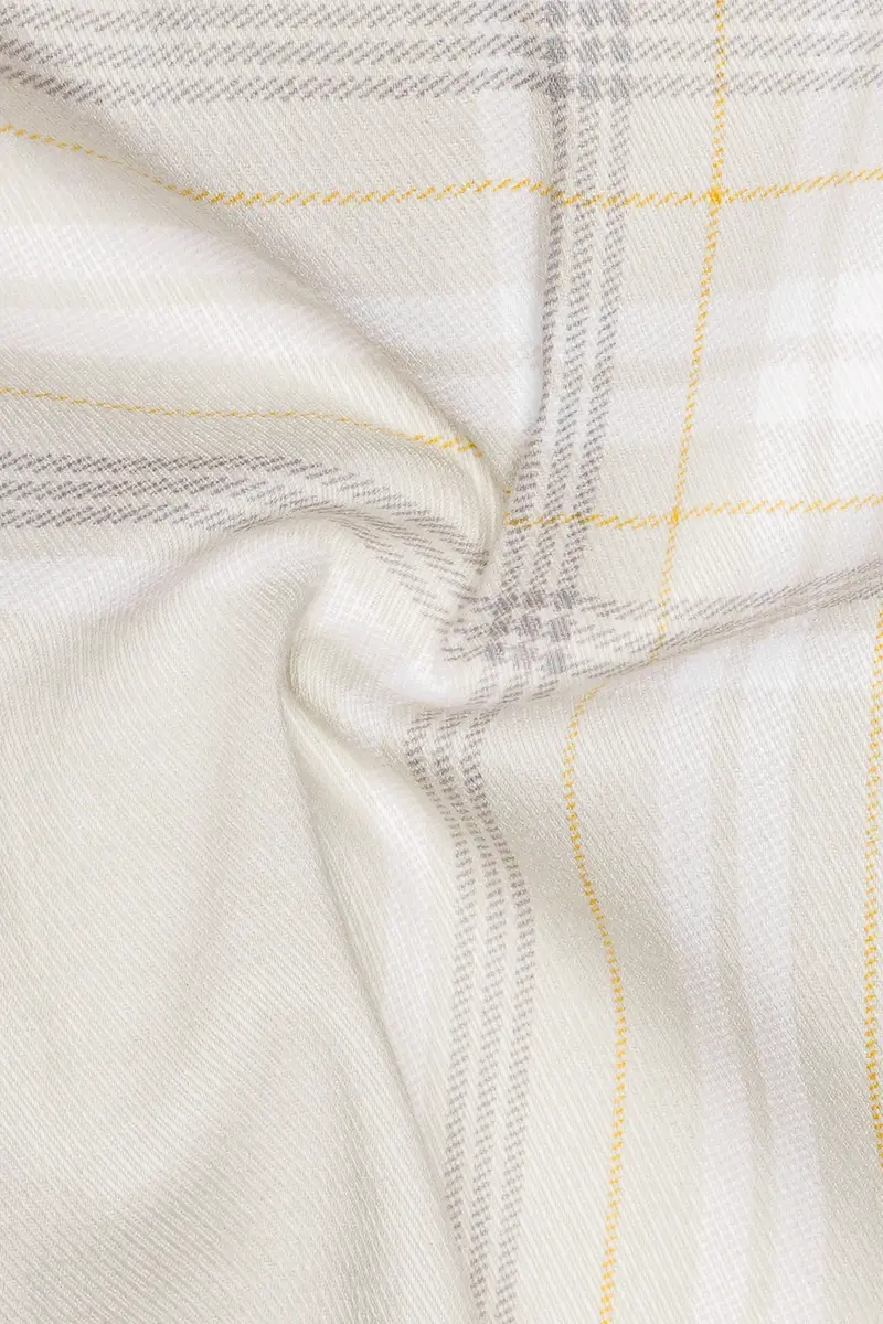 Velcrest-Mercury Cream Plaid Twill Premium Cotton Semi Dress Shirt 3