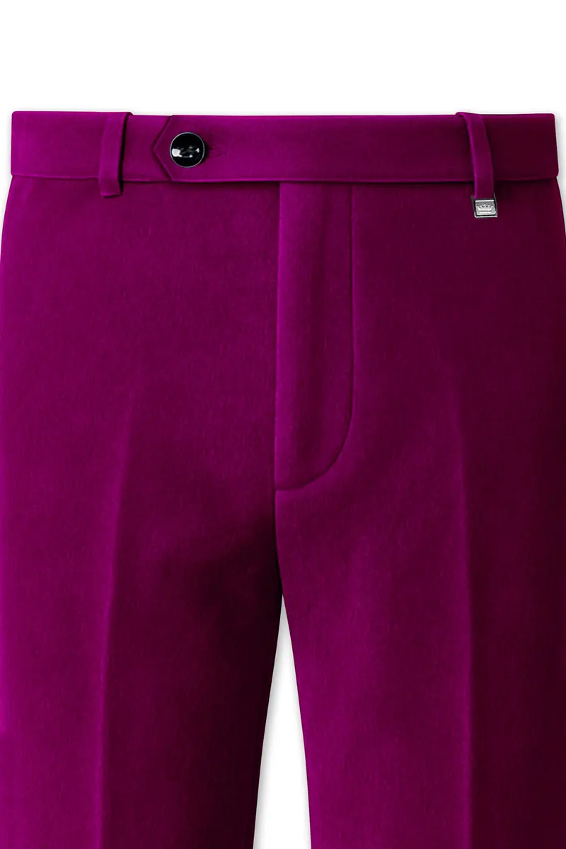 Velcrimora-Mulberry Purple Velvet Peak Lapel Tuxedo Suit 12