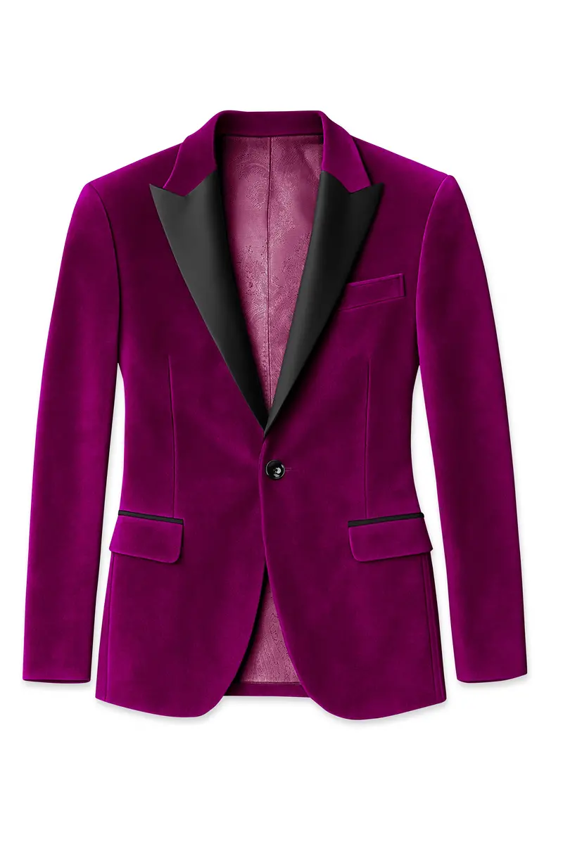 Velcrimora-Mulberry Purple Velvet Peak Lapel Tuxedo Suit 8